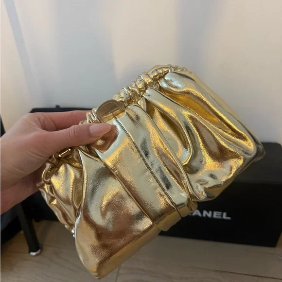 Olga Berg Shimmering Gold Clutch - Picture 2 of 5